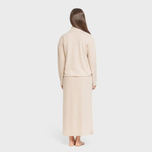 Falda midi rib canalé mujer