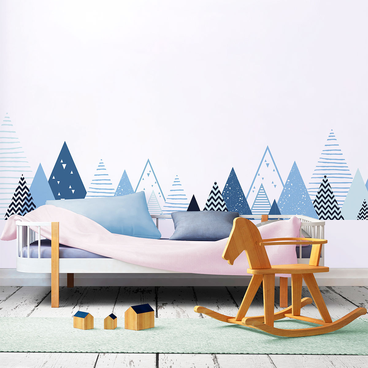 Stickers muraux enfants - Décoration chambre bébé - Autocollant Sticker mural géant enfant montagnes scandinaves NABIKA