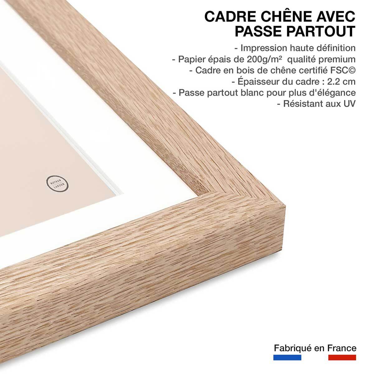 Affiche enfant plume bleue  Affiche sous cadre bois