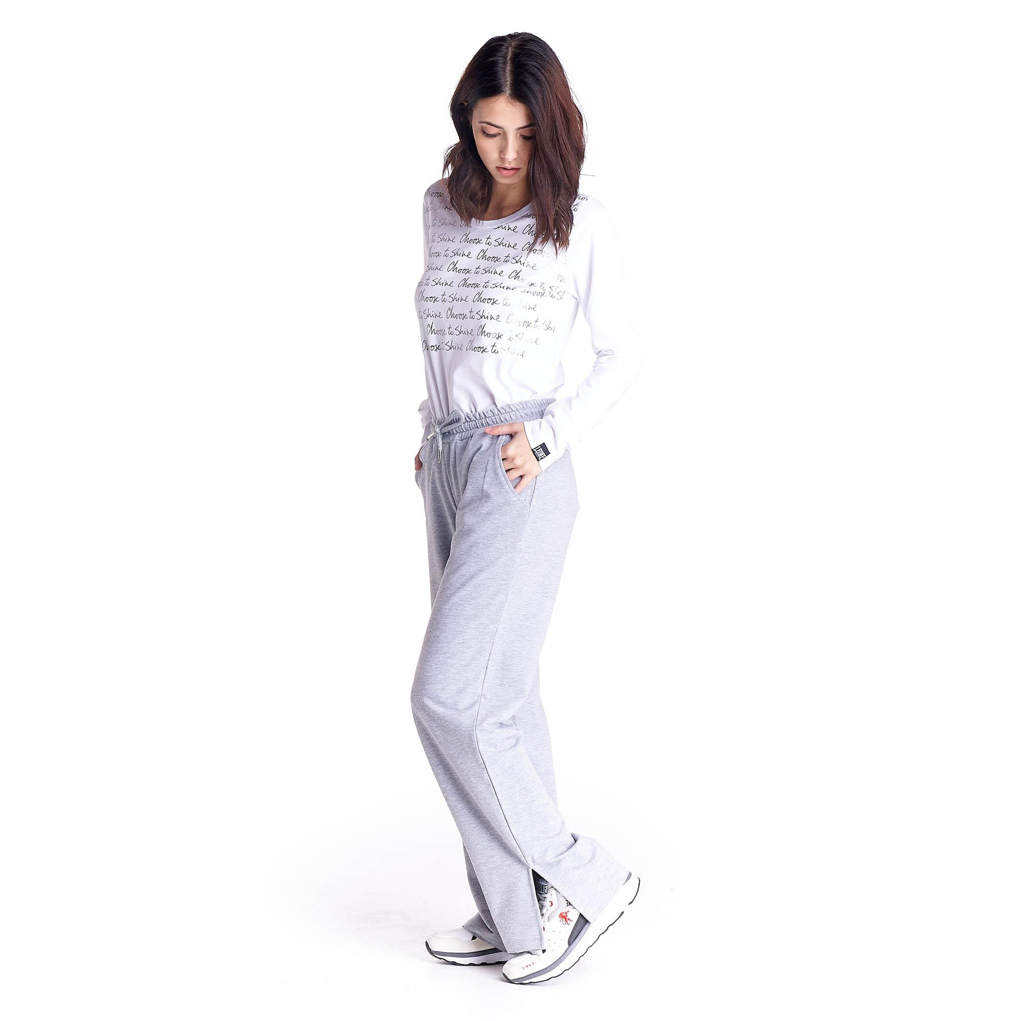 Pantalón polar mujer corte ancho lentejuelas