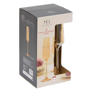 Lot de 4 flûtes à champagne Ambre 20cl