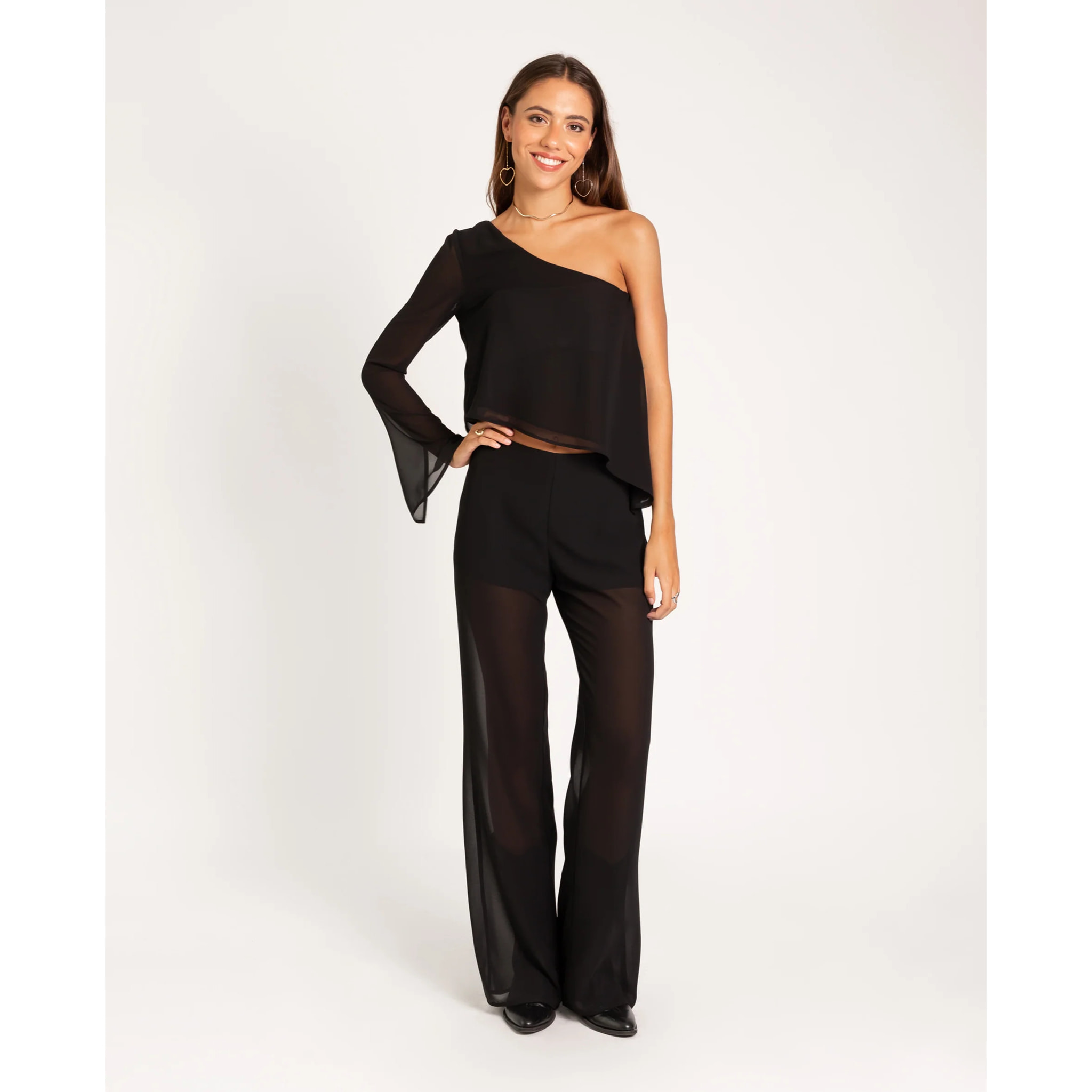 Pantalón de mujer largo con transparencia