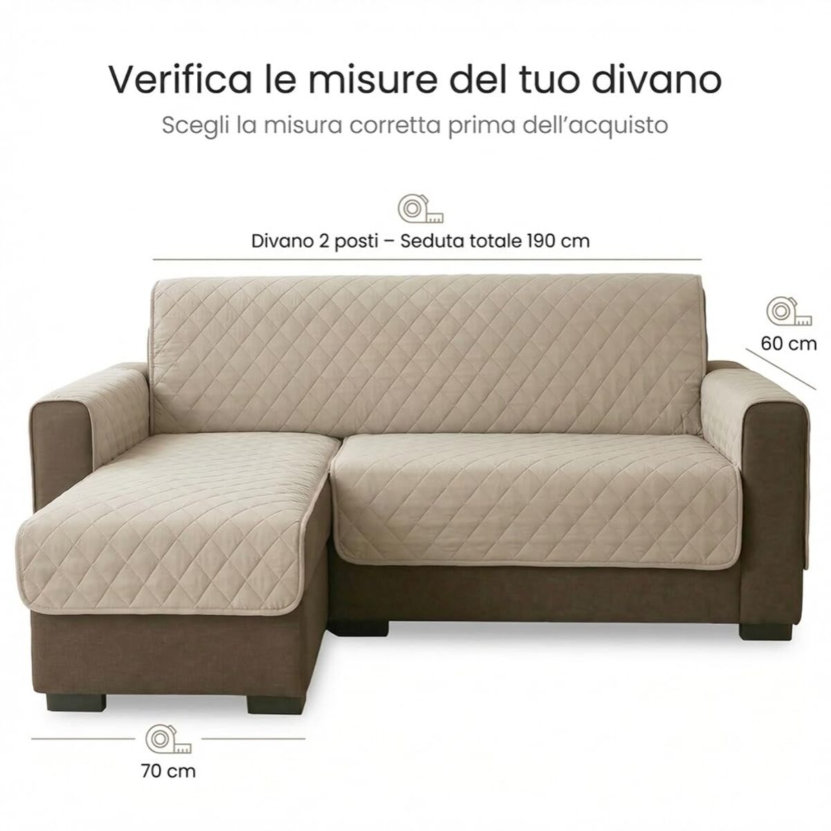 Copridivano 2 posti con penisola impermeabile e antimacchia, telo protettivo con braccioli adattabile a penisola destra e sinistra, vestibilità pratica e versatile, protegge da liquidi e sporco, facile da lavare, ideale per uso quotidiano