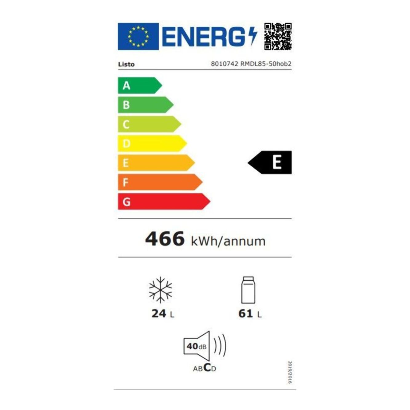 Réfrigérateur 2 portes LISTO RMDL85-50hob2