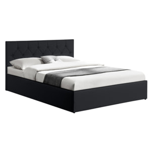 Lit coffre Hannah PVC avec sommier - Noir