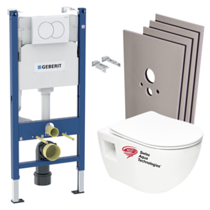 Pack WC Bâti-support Duofix  + WC sans bride SAT + Abattant SoftClose + Plaque Blanche + Set habillage