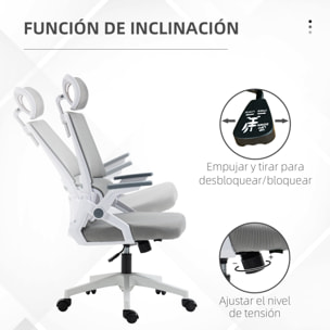 Silla de Oficina de Malla con Función de Basculante Silla de Escritorio Giratorio Altura Reposacabezas Ajustable y Reposabrazos Carga 120 kg para Estudio 58x61x102-119 cm Gris