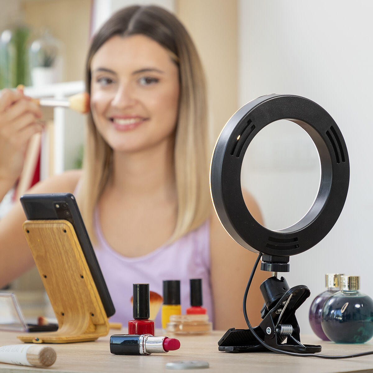 Anneau Lumineux Selfie avec Clip de Support Lumahoop InnovaGoods