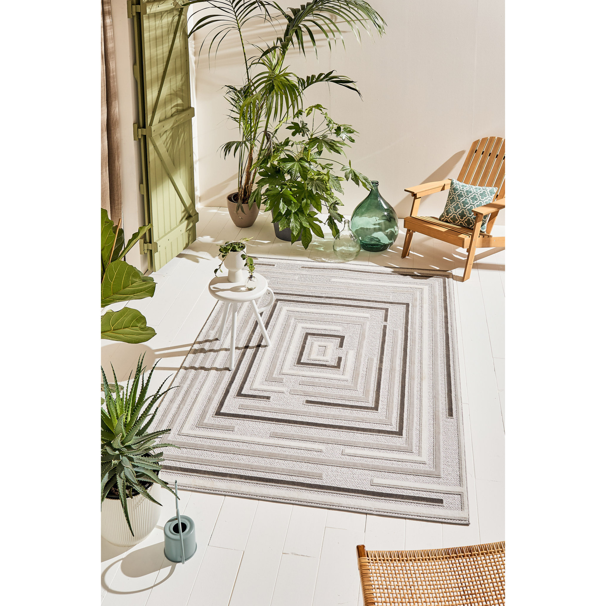 Tapis Loopin 334 gris 160x230 cm - Motif en relief - Indoor & Outdoor