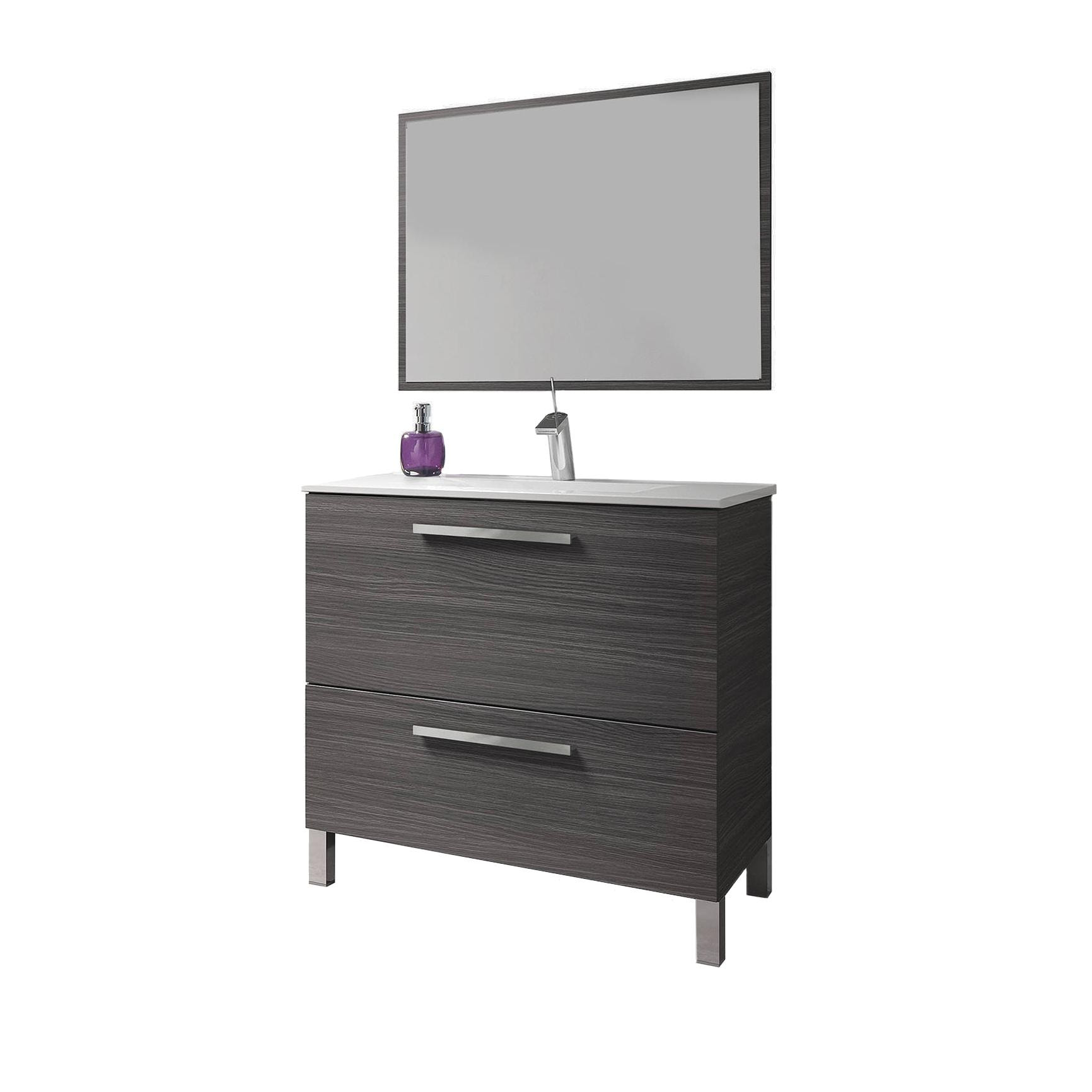 Evergreen House - Mobile sottolavabo Hayward, Mobiletto per bagno, Armadio  a 2 cassetti e specchio, lavabo non incluso, cm 80x45h80, Grigio cenere