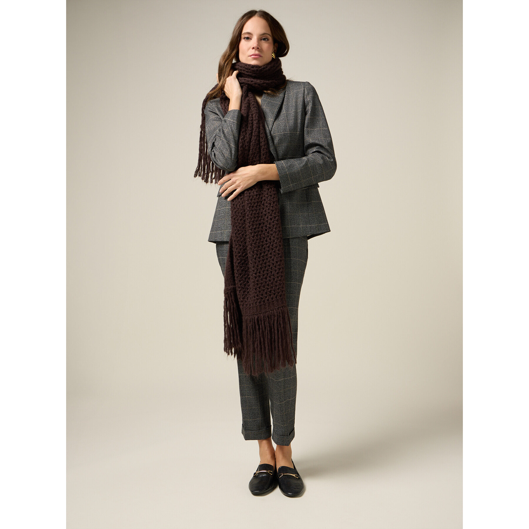 Oltre - Sciarpa in maglia misto lana - Marrone