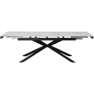 Table à manger extensible en céramique 6 à 10 personnes "Celeste" - Blanc marbré gold