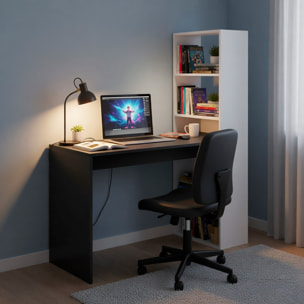 Scrivania Con Libreria Reversibile Kirkensen Scrittoio Scaffali Laterali Mobile Desk da Ufficio Soggiorno 120 x 144 x 53 cm Bianco e Grigio Antracite