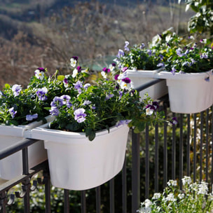 Klunia 40 - set di 2 balconiere doppie da 40cm con agganci regolabili e riserva d'acqua Bianco