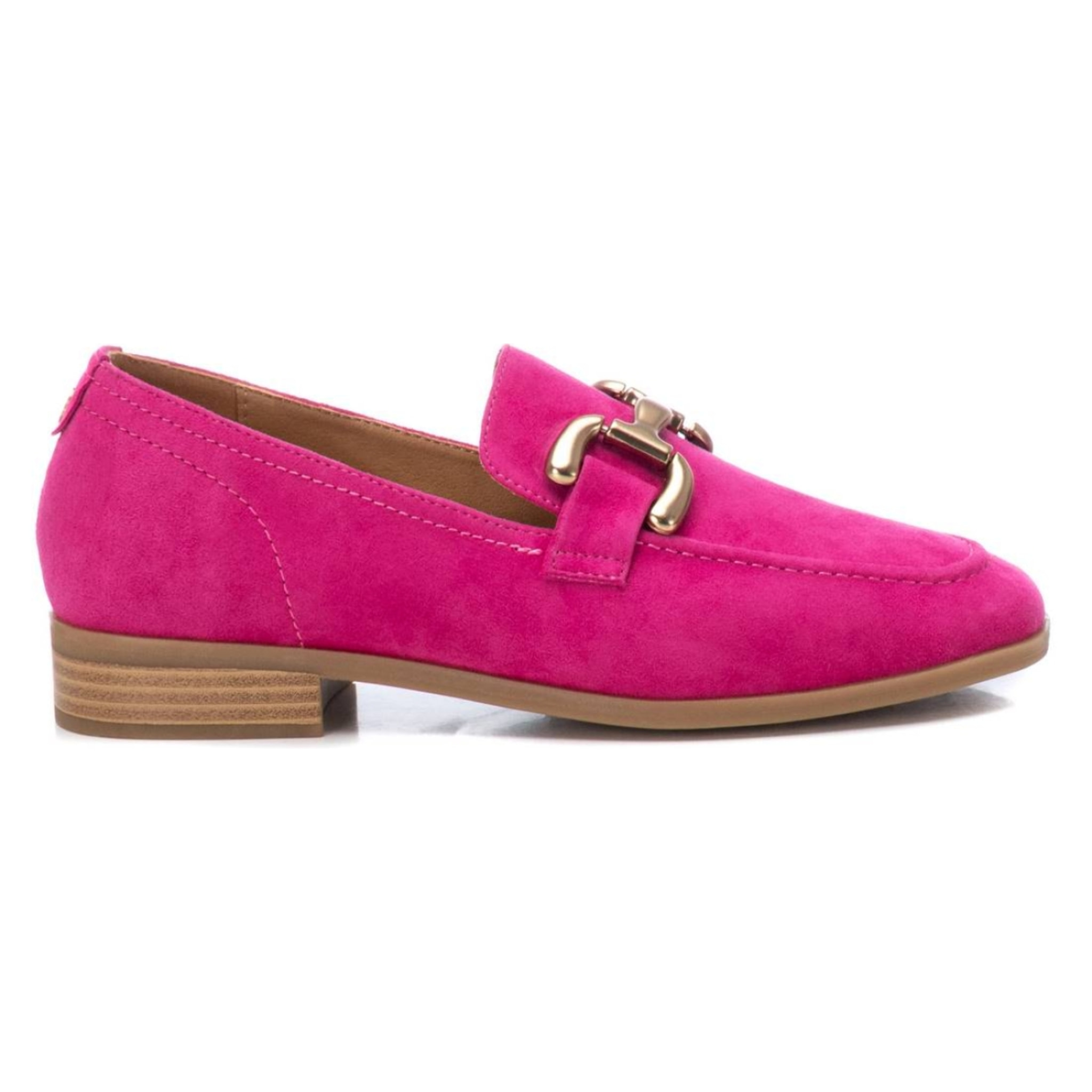 Zapato mocasín de piel fucsia