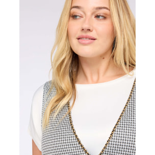 Fiorella Rubino - Vestito corto linea ad A con maxi scollo a V - Nero