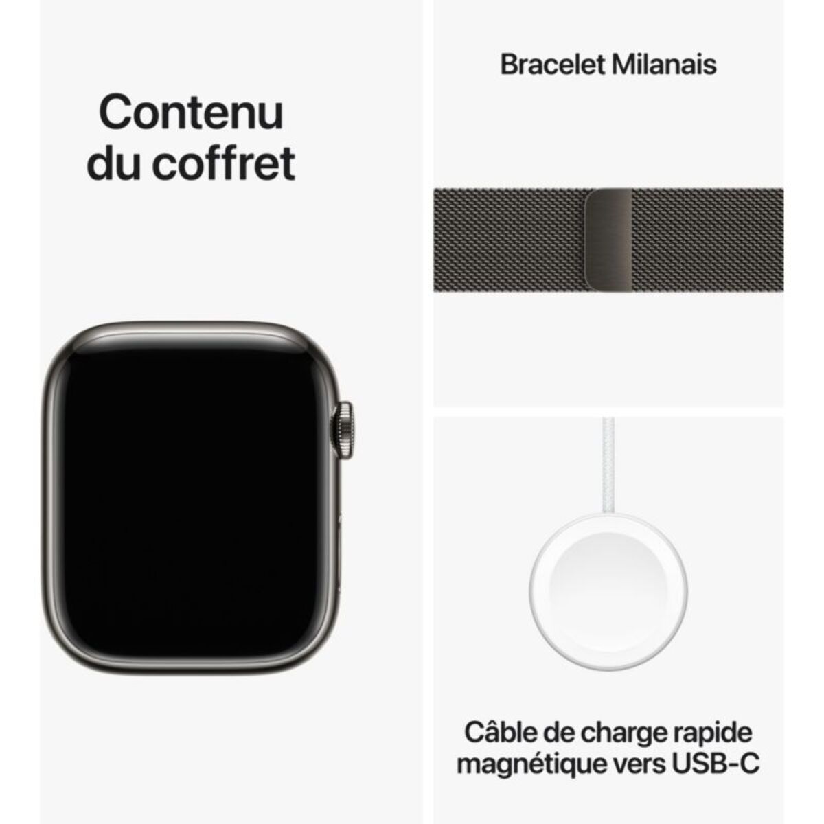 Montre connectée APPLE WATCH Serie 9 Cellular 45mm Acier/Graphite Minuit S/M