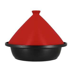 Tajine d24cm fond alu induction couvercle en céramique magenta