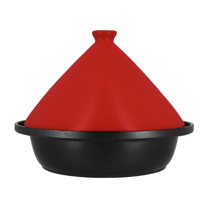 Tajine d24cm fond alu induction couvercle en céramique magenta