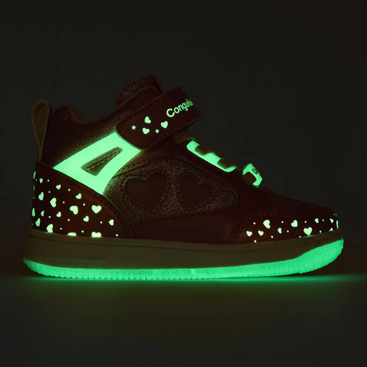 Zapatillas Altas De Luces De Niña Con Corazones
