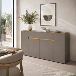 Credenza Moderna Madia In Melaminico Con 4 Ante E 1 Cassetto Mobile Contenitore Sala da Pranzo Soggiorno Design Senza Maniglie 170x85x40 cm Beige