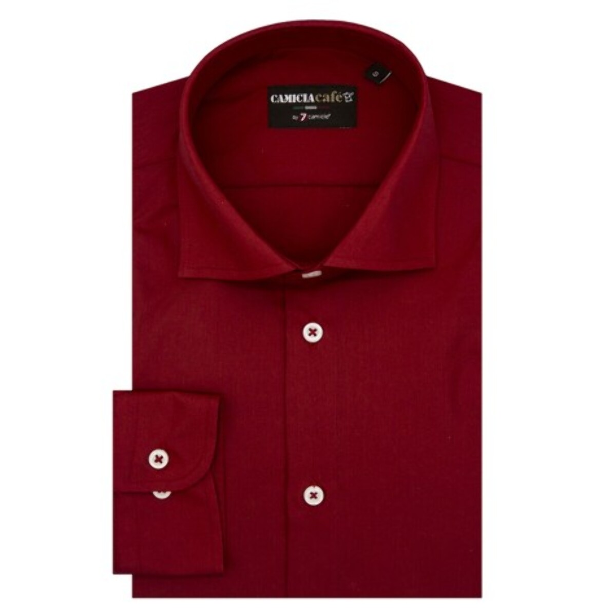 Camicia Uomo 1 Bottone Francese Slim Cotone/Poliestere Rosso