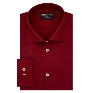 Camicia Uomo 1 Bottone Francese Slim Cotone/Poliestere Rosso