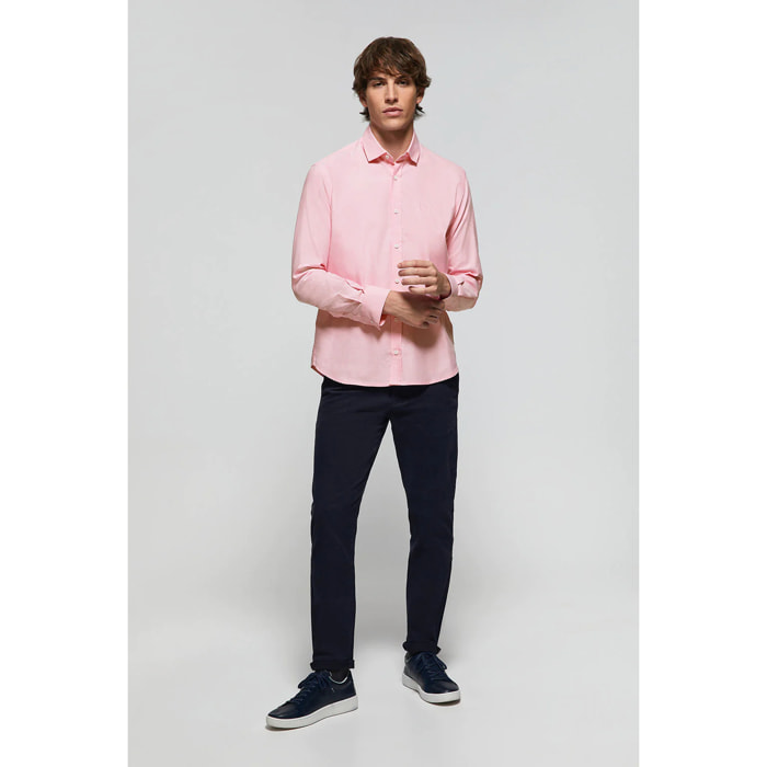 Camicia oxford rosa con particolare ricamato Polo Club