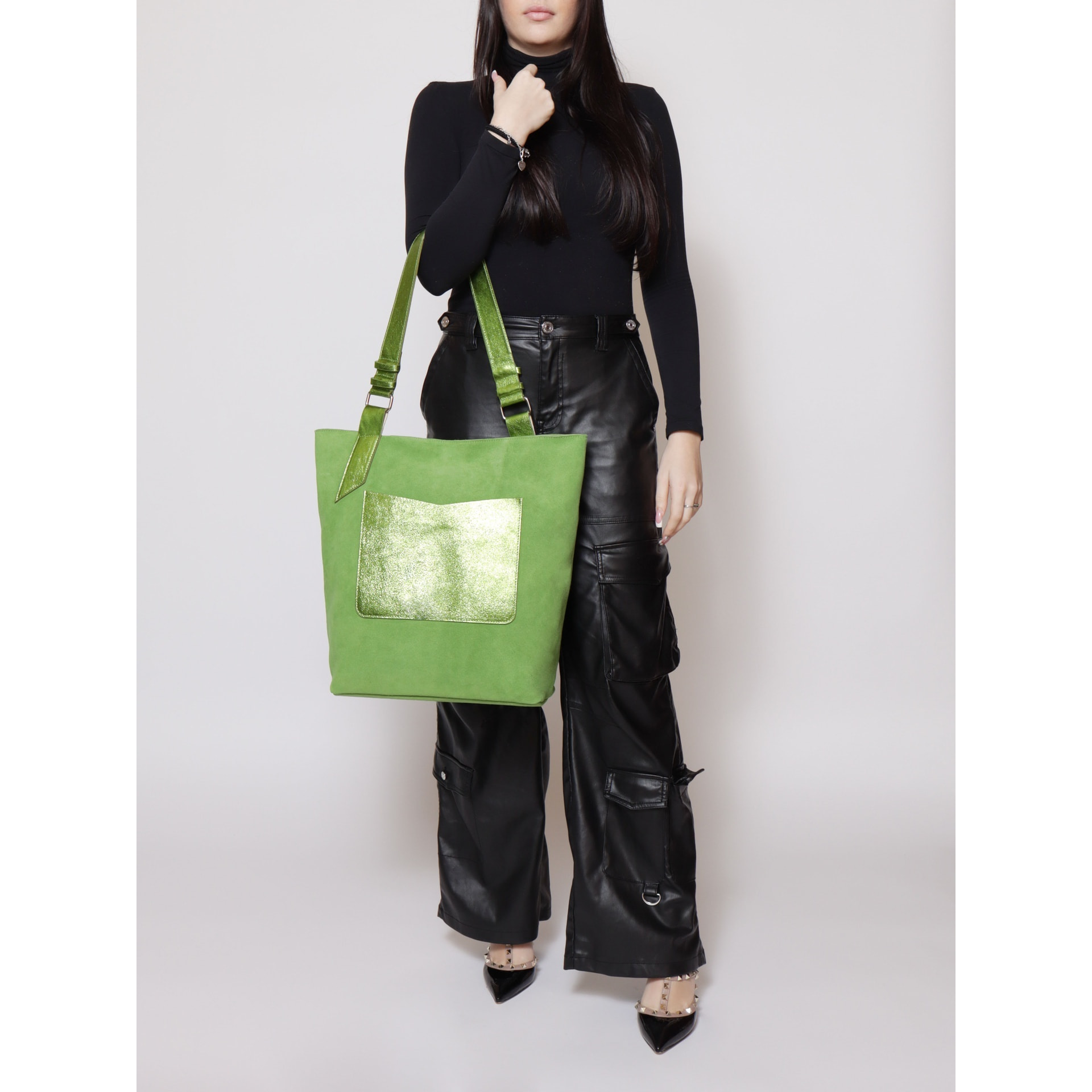 Borsa a spalla da donna - Modello False - Vera pelle - 33.0 x 40.0 x 15.0 cm