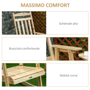 Outsunny Set 2 Pz Mobili da Giardino con Sedia a Dondolo e Tavolino Pieghevole in Legno di Abete