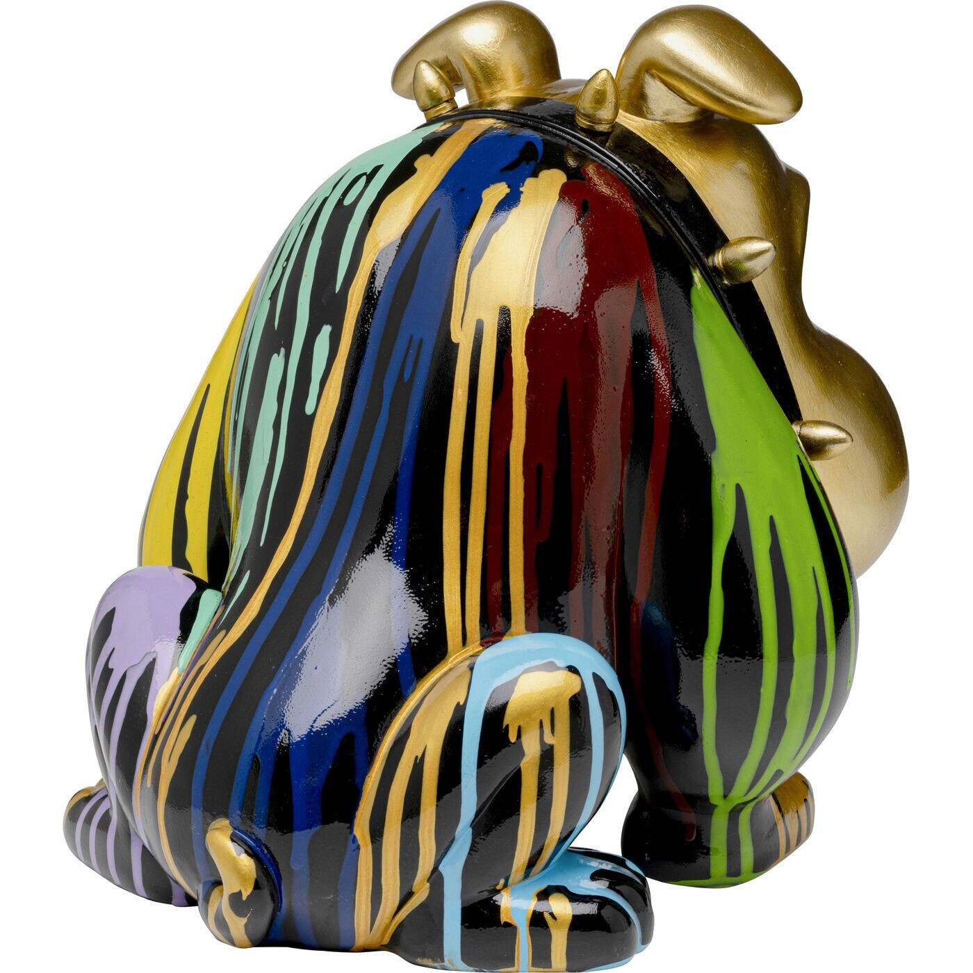 Déco chien féroce doré coulées de peinture XL Kare Design
