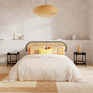 Tête de lit en rotin naturel et noir 140 cm - Navahino