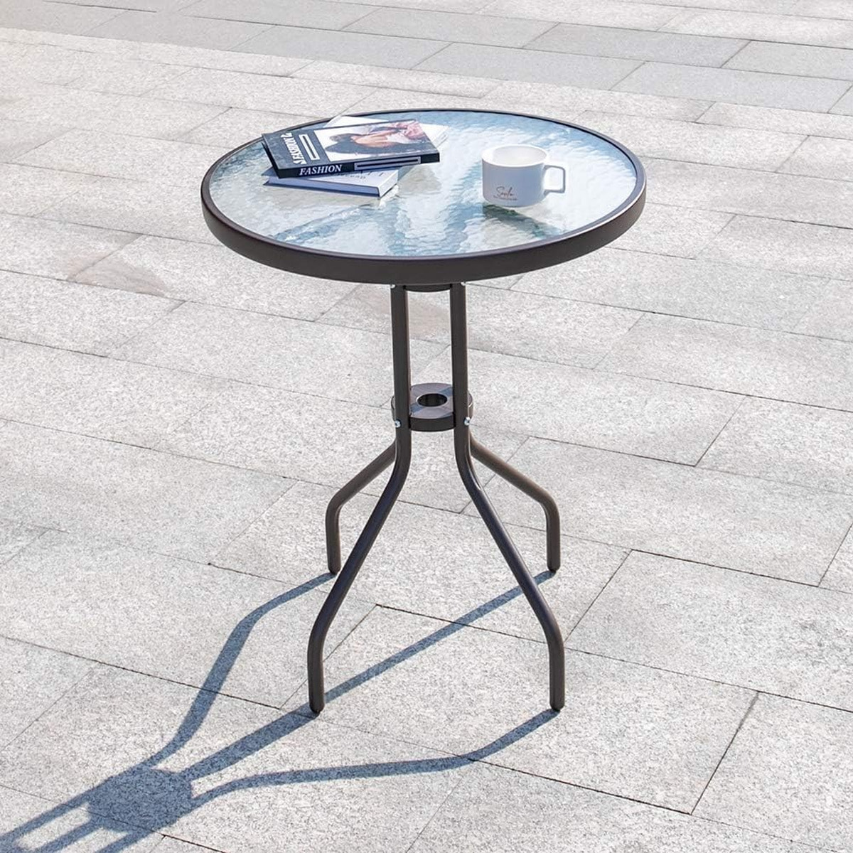Tavolino da Giardino Island con Top in Vetro Temperato 60 cm