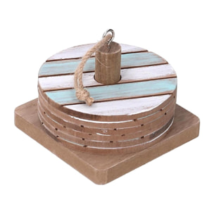 Sottobicchiere in legno mare 6 pezzi tondo cmø10h8