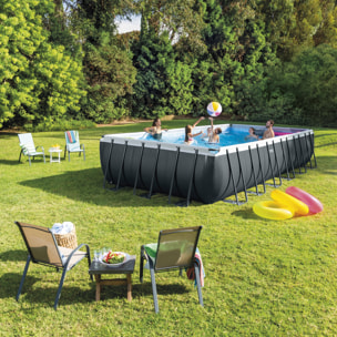 Intex Piscina Ultra XTR Frame rettangolare con Pompa Filtro, Scaletta, Teli, Kit Pulizia e Set Volley, 732x366