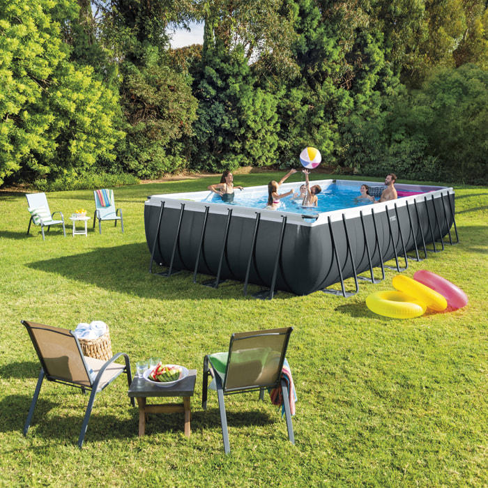Intex Piscina Ultra XTR Frame rettangolare con Pompa Filtro, Scaletta, Teli, Kit Pulizia e Set Volley, 732x366