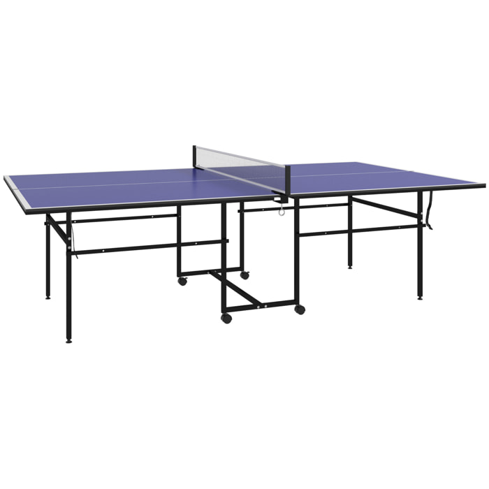 Mesa de Ping-Pong Plegable Mesa de Tenis de Mesa Profesional con 4 Ruedas Red 2 Palas y 3 Pelotas para Interior y Exterior 274x152,5x75,5 cm Azul