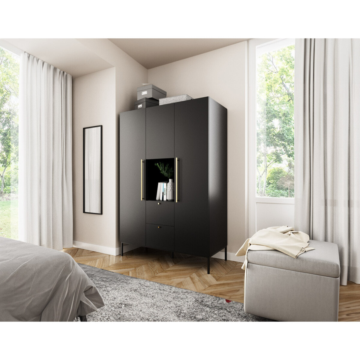 Felicia - armoire - noir - 135x200 cm - Noir