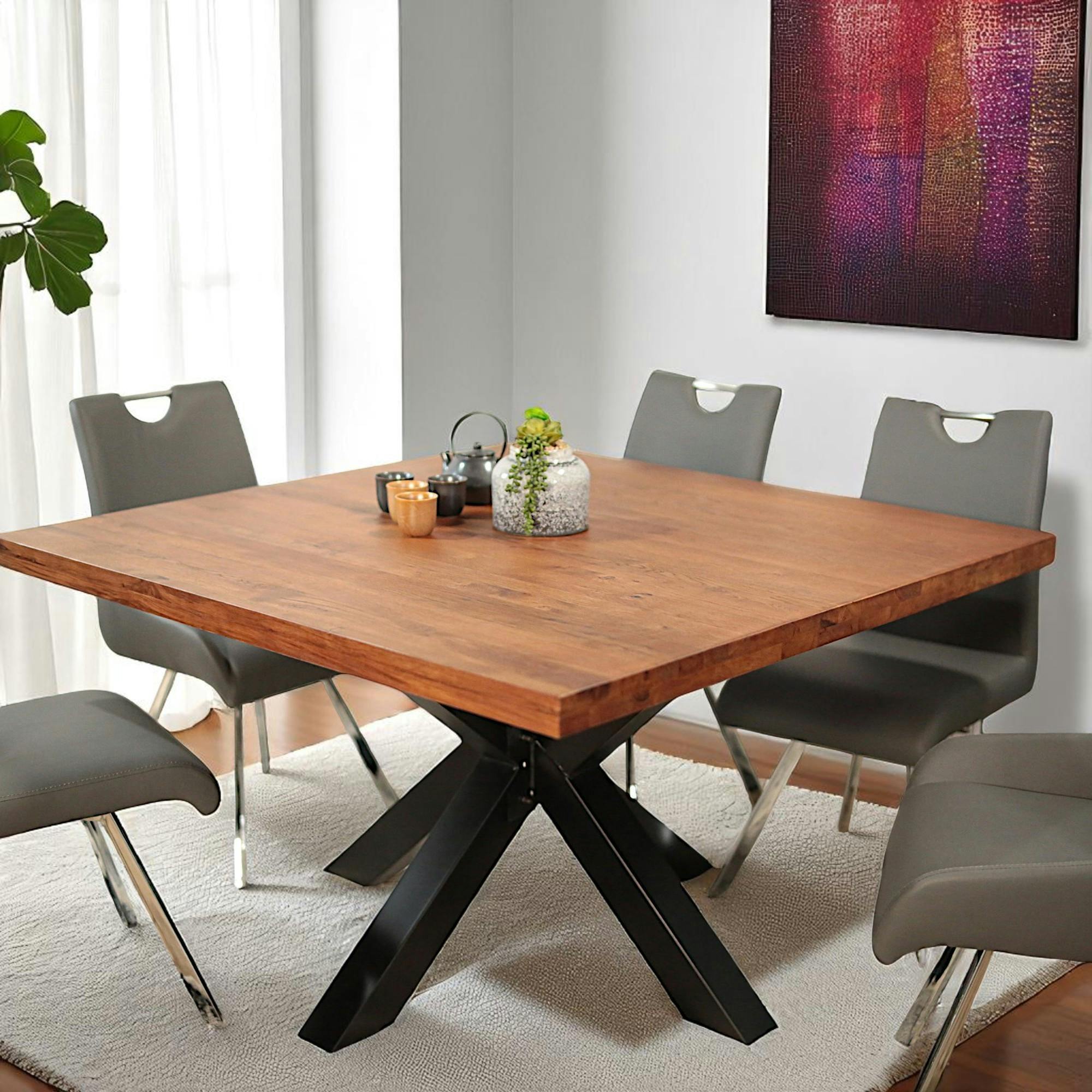 Table à manger carrée 130 cm pied central OKA