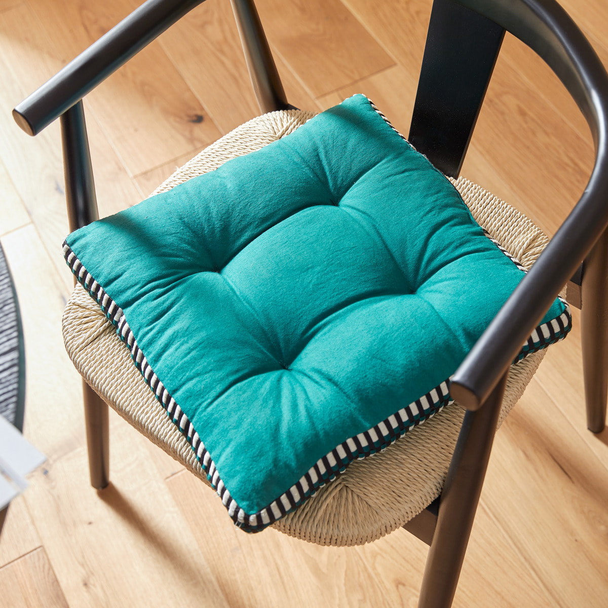 Galette de chaise "Malakite" vert cèdre 38x38cm