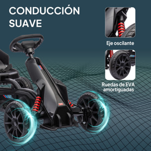 Kart Pedales Go Kart a Pedales para Niños de 3-8 Años con Asiento Ajustable en 4 Posiciones Freno de Mano y Ruedas de EVA Carga 30 kg Negro