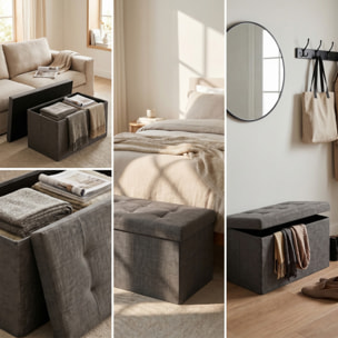 Pouf contenitore in velluto 76x34x34 cm, panca pieghevole con vano capiente, seduta imbottita trapuntata resistente fino a 150 kg, design elegante Double Velvet, salvaspazio ideale per camera soggiorno ingresso e fondo lett