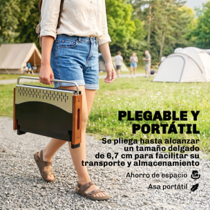 Barbacoa de Carbón Plegable, Barbacoa Portátil, 50,5x34x33 cm, con Bandeja de Carbón Extraíble, para Camping, Picnic, Fiesta en Jardín, Negro