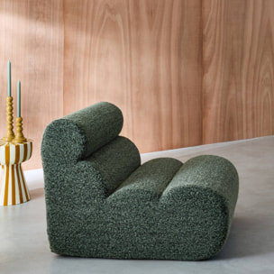 Chauffeuse tissu effet alpaca kaki 1 place - L 81 x P 99 x H 75cm - Nova