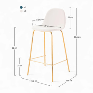 Pack 4 chaises pour îlot central blanches et bleues 65 cm - Henrik