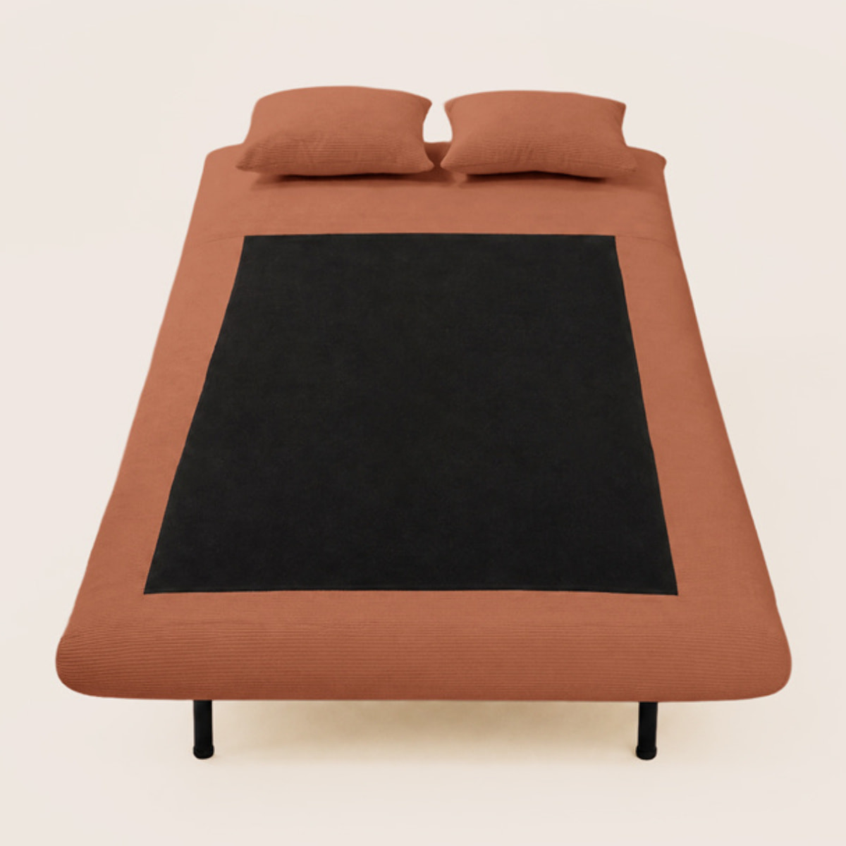 Lumi - Banquette convertible clic-clac 1 place en velours côtelé - Terracotta