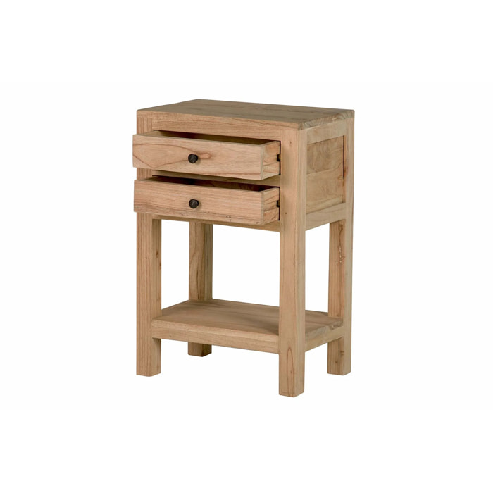 Mesita Madera Mindi Natural 2 Cajones 45x30x66 Cm