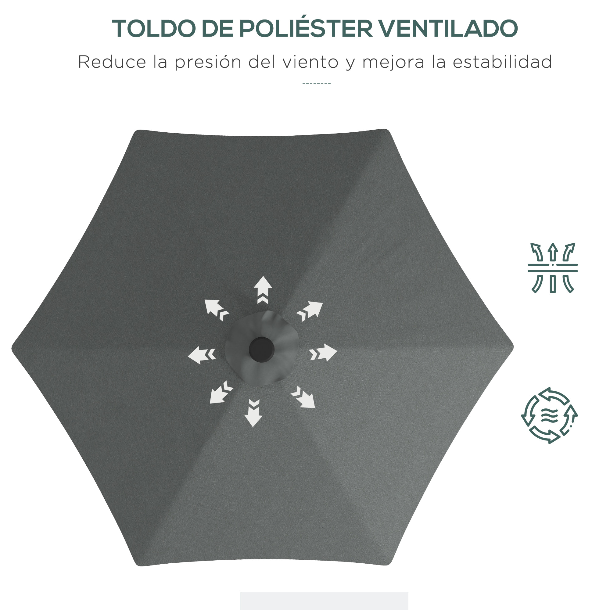 Sombrilla Voladiza de 3 m con Luces LED Sombrilla de Jardín con Manivela y Base Cruzada Parasol Excéntrico para Exterior Patio Terraza Gris Oscuro