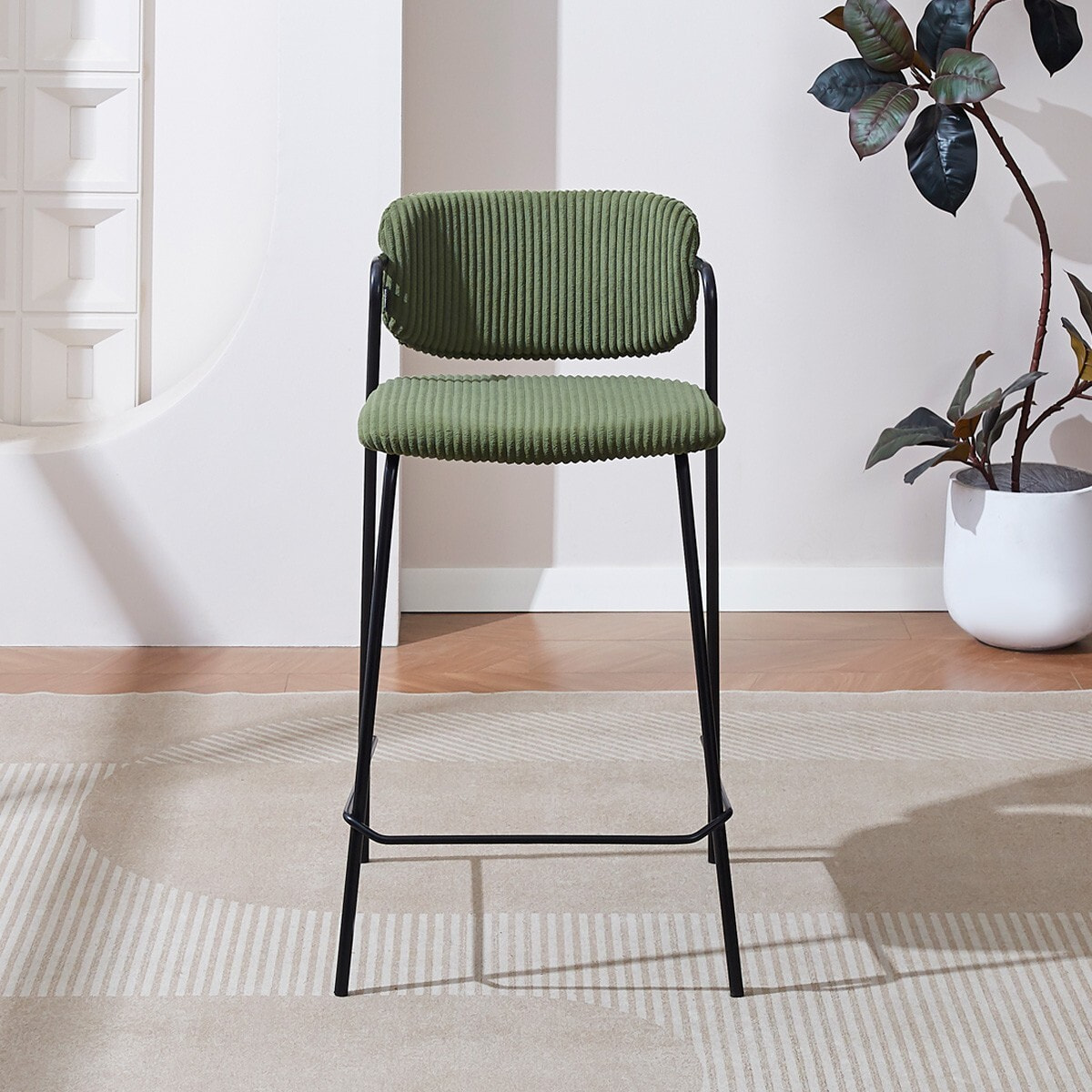 Lot de 2 tabourets de bar en velours côtelé - JONES