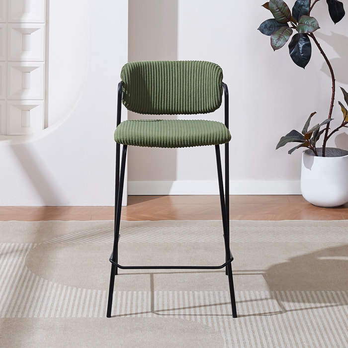 Lot de 2 tabourets de bar en velours côtelé - JONES
